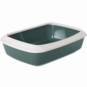 Savic Iriz Litter Tray with Rim for Cats (Nordic Green) covered litter box,cat toilet,self cleaning litter box