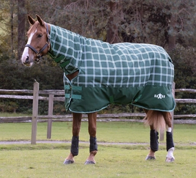Saxon Defiant 1200D Combo Neck Medium Weight Horse Turnout, Hunter Green Plaid horse blanket,poultry bed sheet,equine sheets