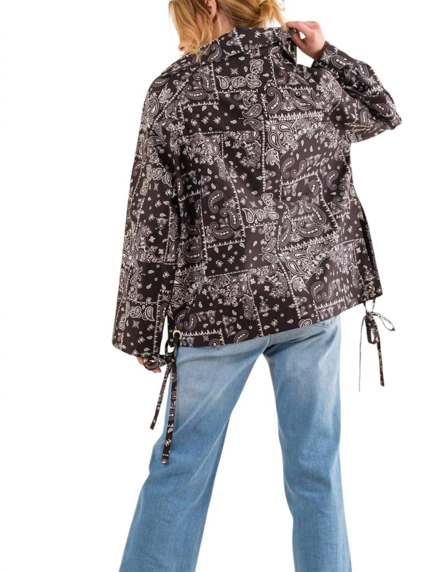 Say We Can Bandana Print Windbreaker Jacket In Black
