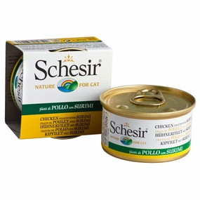 Schesir Chicken Fillet with Surimi in Jelly Adult Canned Cat Food 85g premium cat food dental cat treats cat chicken treats tuna cat food cat fish treats