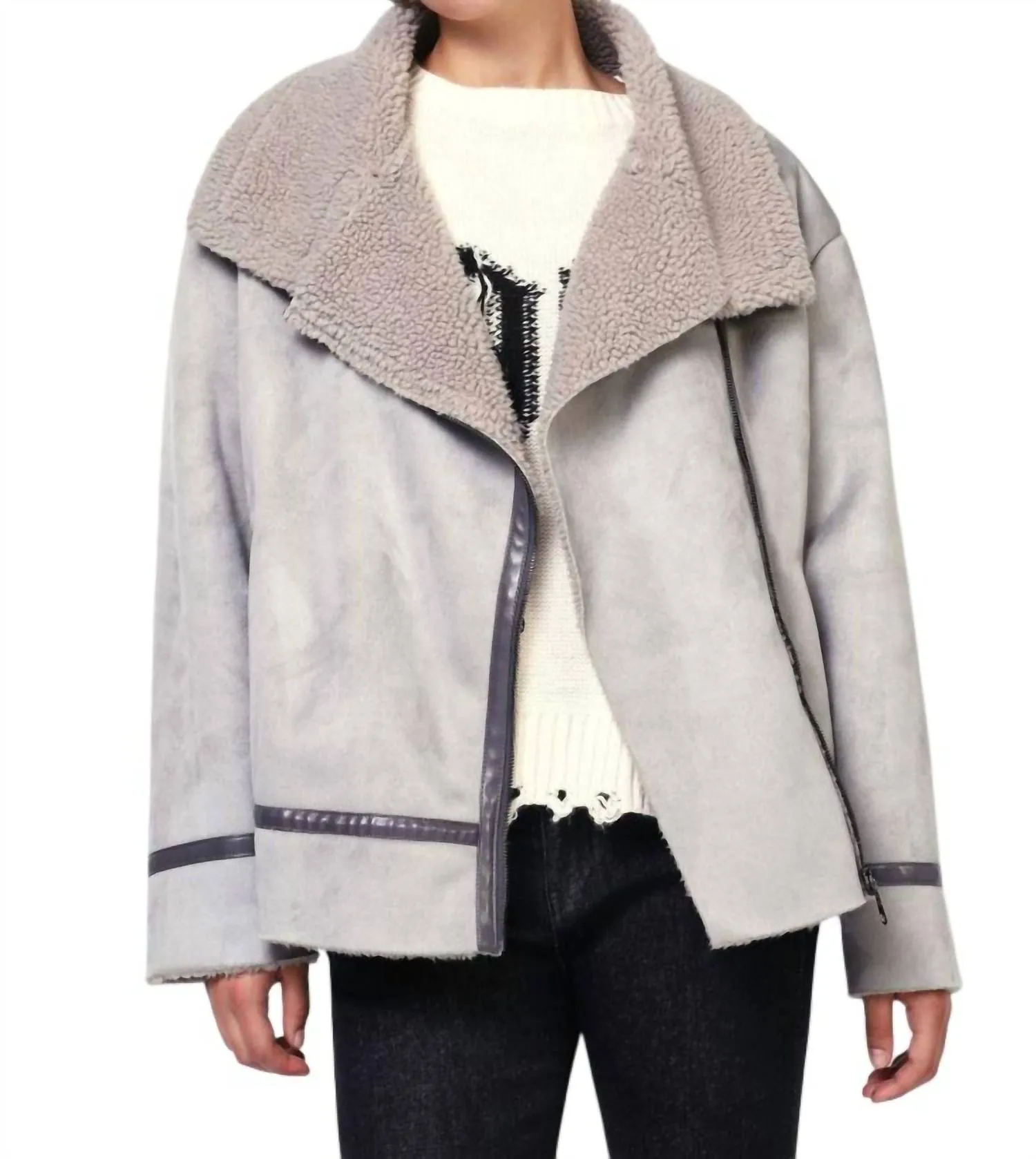 Shearling Jacket In Grigio