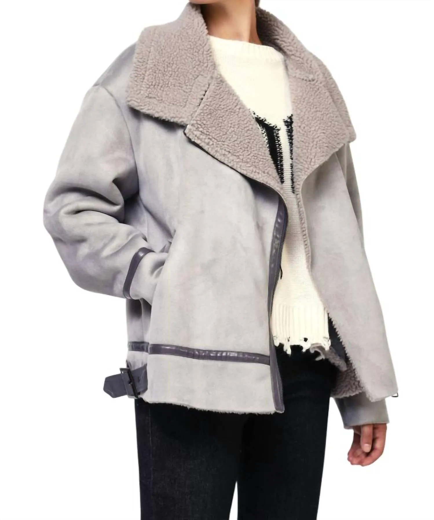Shearling Jacket In Grigio
