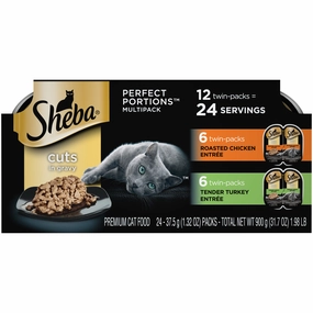 Sheba Cuts In Gravy Roasted Chicken Entre & Tender Turkey Entre Multipack Perfect Portions Twinpack Wet Cat Food cat toys and food,complete cat care,all in one cat kit