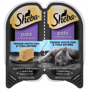 Sheba Pat Tender Whitefish & Tuna Entre Perfect Portions Twin Pack Wet Cat Food cat toys and food,complete cat care,all in one cat kit