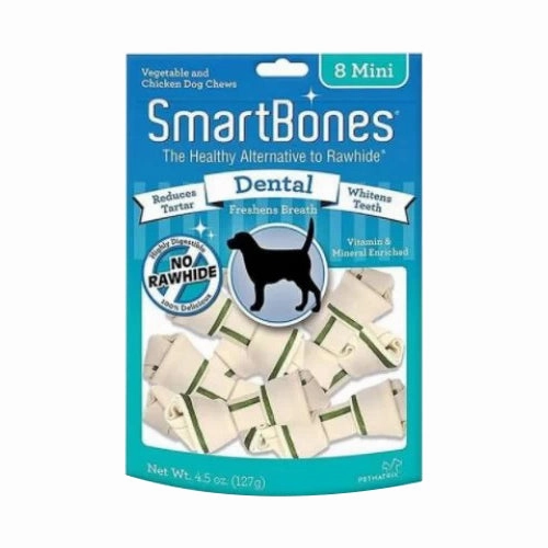 SmartBones Dental Mini 8pcs dental dog chews,vet approved chews,teeth cleaning treats
