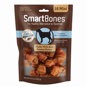 SmartBones Rawhide-Free Peanut Butter Mini Dog Chews 16pc dog dental snacks,dental bones for dogs,dog oral sticks