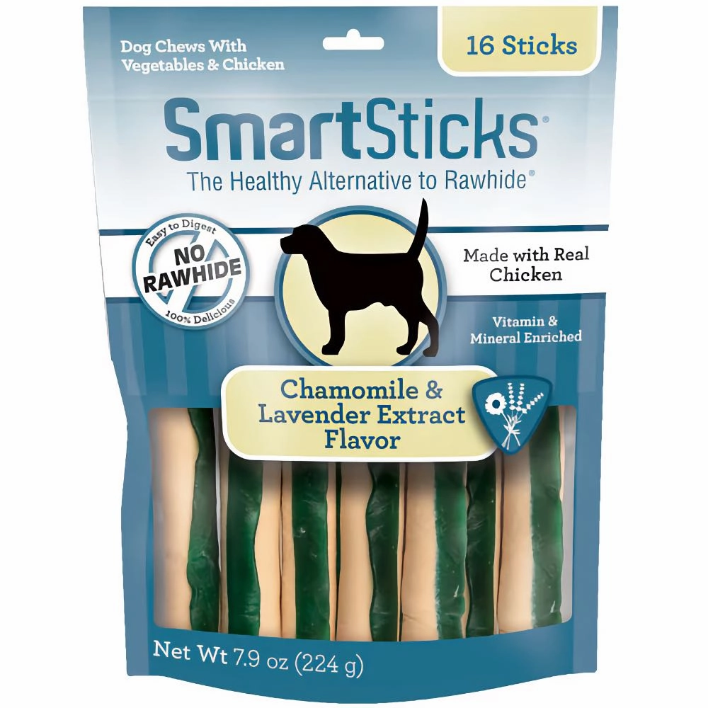 SmartBones SmartSticks Chamomile and Lavender Extract Flavor Calming Care Dog Chews 16pc dog dental snacks,dental bones for dogs,dog oral sticks