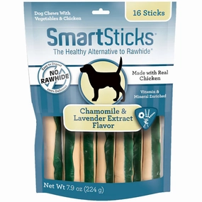 SmartBones SmartSticks Chamomile and Lavender Extract Flavor Calming Care Dog Chews 16pc dog dental snacks,dental bones for dogs,dog oral sticks
