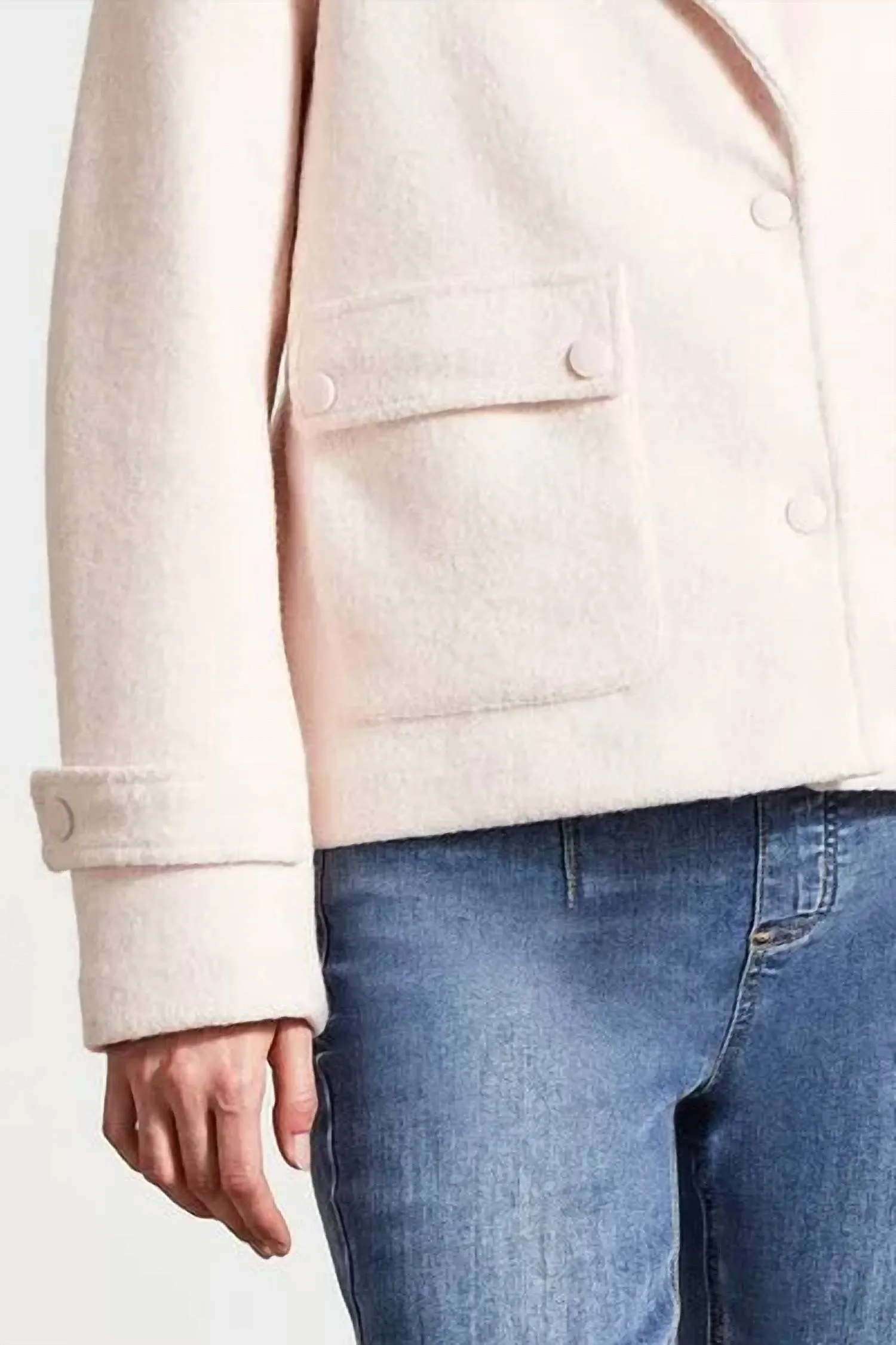 Snap Front Closure Peacoat In Blush