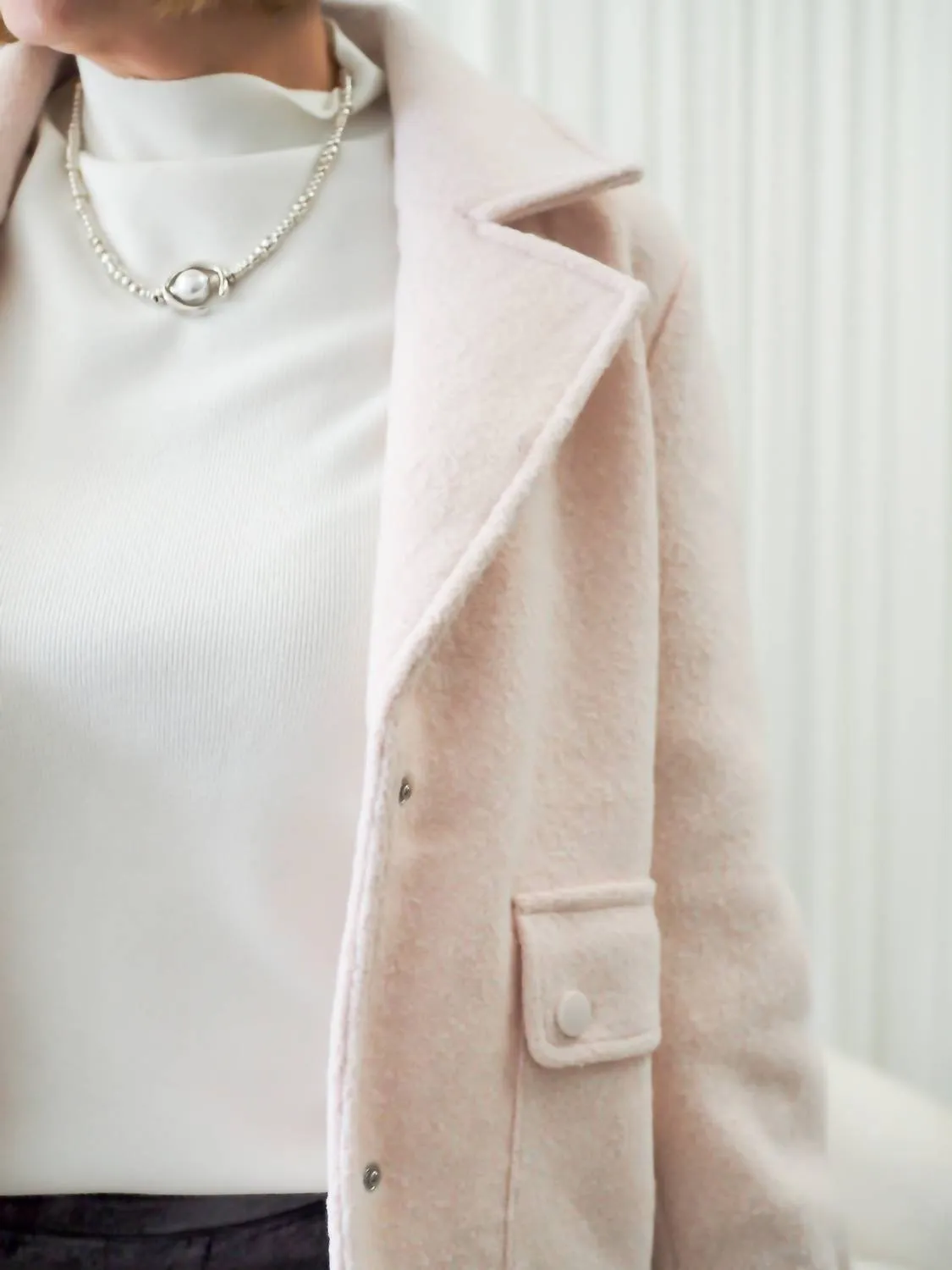 Snap Front Closure Peacoat In Blush