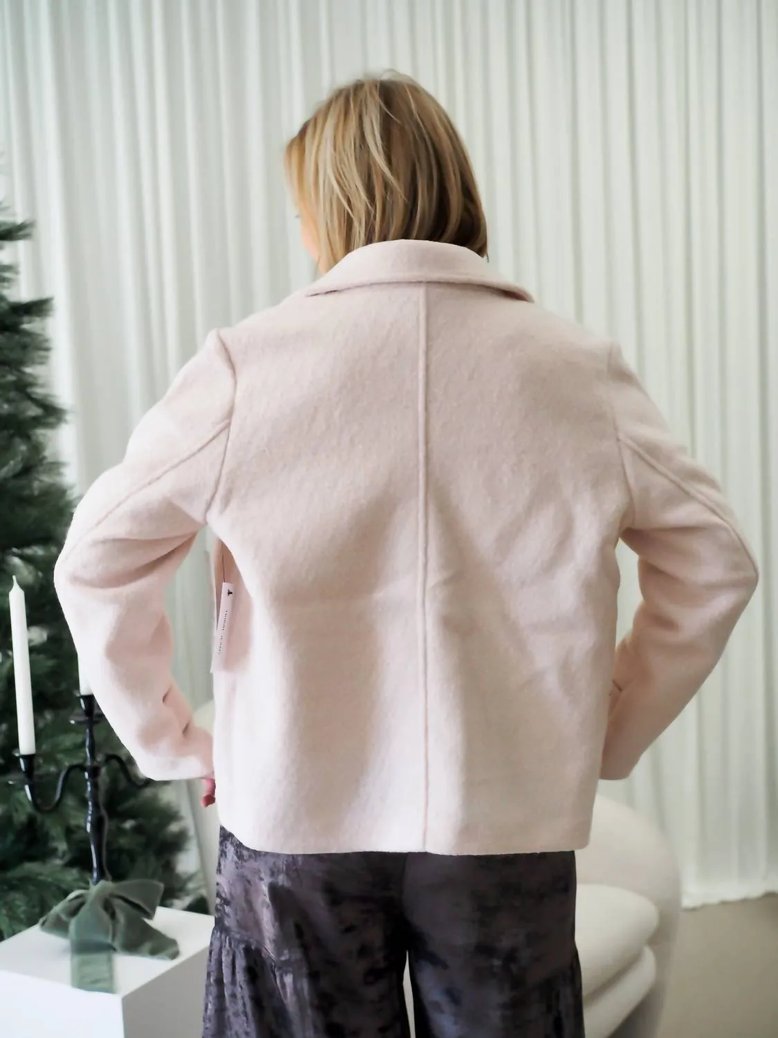 Snap Front Closure Peacoat In Blush