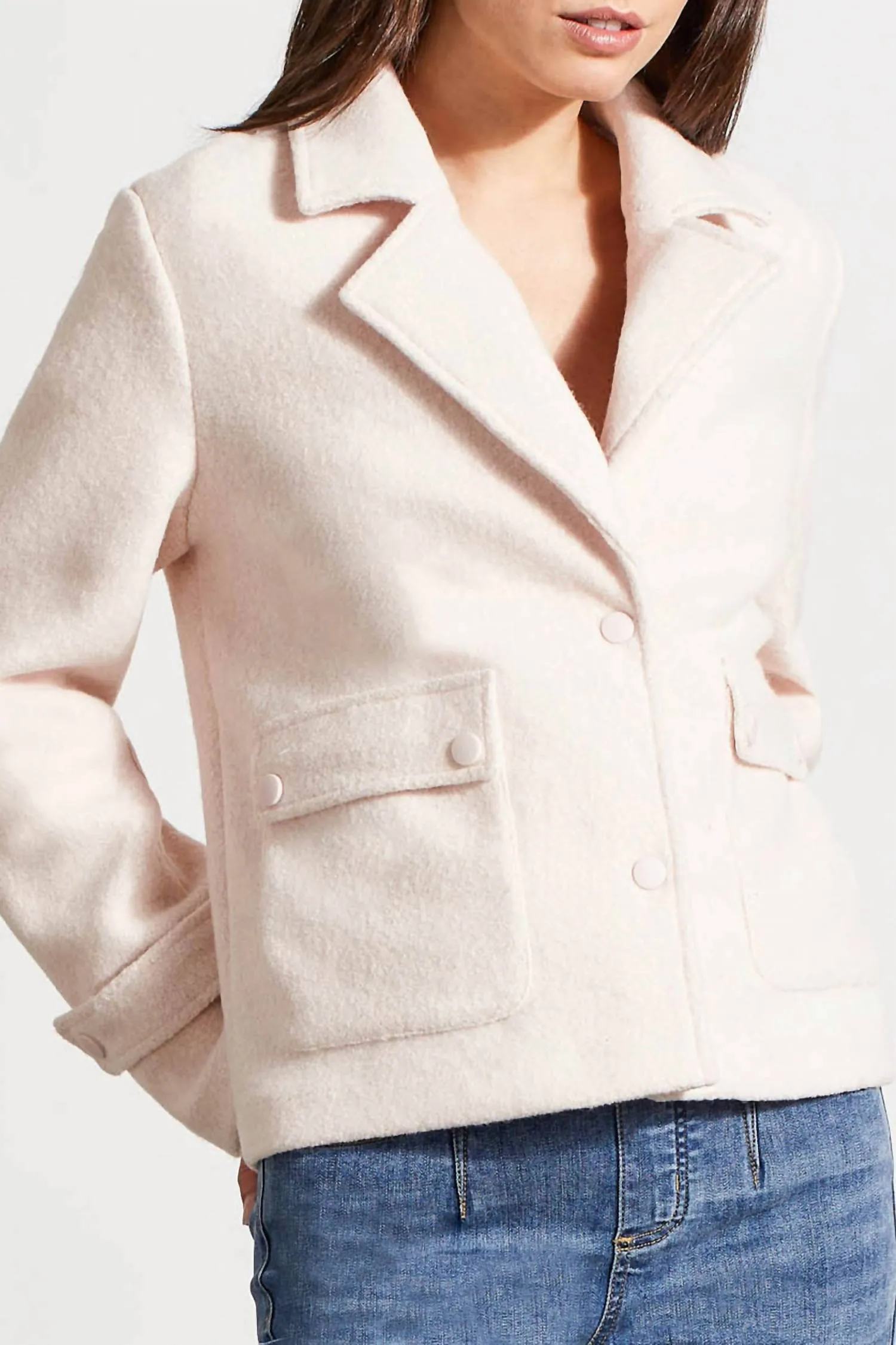 Snap Front Closure Peacoat In Blush