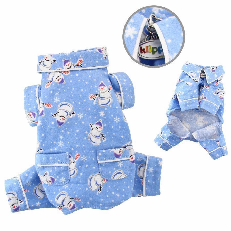 Snowman And Snowflakes Flannel Dog Pajamas
