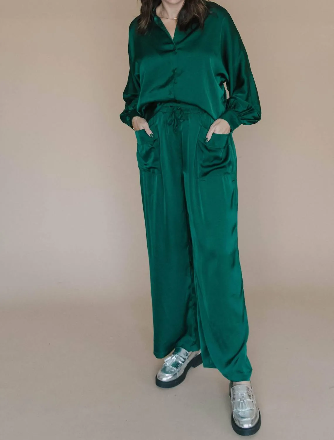 So Much Better Satin Set In Emerald Green