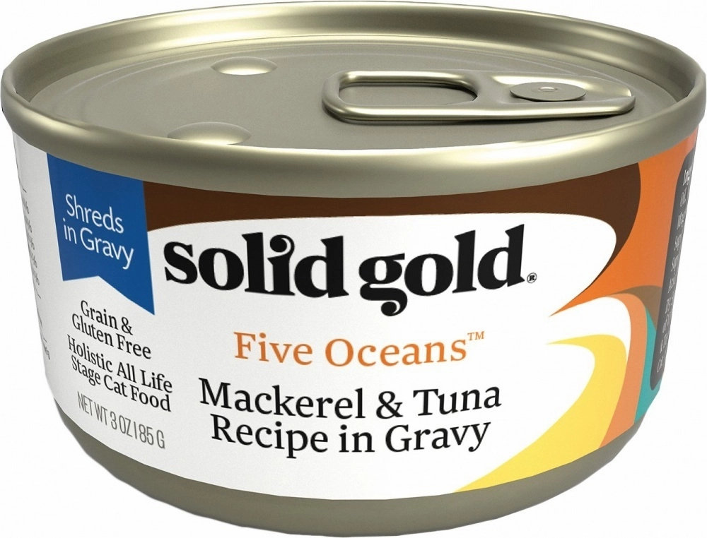 Solid Gold Five Oceans Grain Free Mackerel & Tuna in Gravy Recipe Canned Cat Food cat supplies,cat essentials,cat accessories