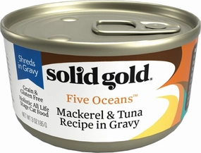 Solid Gold Five Oceans Grain Free Mackerel & Tuna in Gravy Recipe Canned Cat Food cat toys and food,complete cat care,all in one cat kit