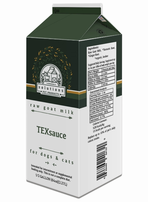 Solutions Dog & Cat Frozen TexSauce Cultured Raw Goat Milk - 1/2 gallon (64oz) puppy food,chew toy for puppies,small dog treats