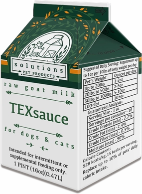 Solutions Dog & Cat Frozen TexSauce Cultured Raw Goat Milk - 1 pint (16oz) puppy food,chew toy for puppies,small dog treats