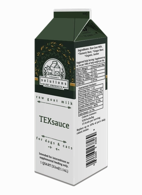 Solutions Dog & Cat Frozen TexSauce Cultured Raw Goat Milk - 1 quart (32oz) puppy food,chew toy for puppies,small dog treats