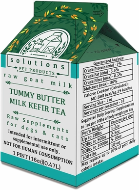 Solutions Dog & Cat Frozen Tummy Butter Tea Cultured Raw Goat Milk - 1 pint (16oz) puppy food,chew toy for puppies,small dog treats