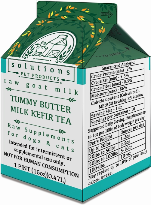 Solutions Dog & Cat Frozen Tummy Butter Tea Cultured Raw Goat Milk - 1 pint (16oz) puppy food,chew toy for puppies,small dog treats