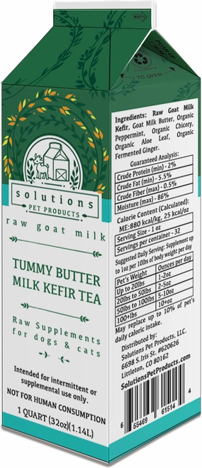 Solutions Dog & Cat Frozen Tummy Butter Tea Cultured Raw Goat Milk - 1 quart (32oz) puppy food,chew toy for puppies,small dog treats
