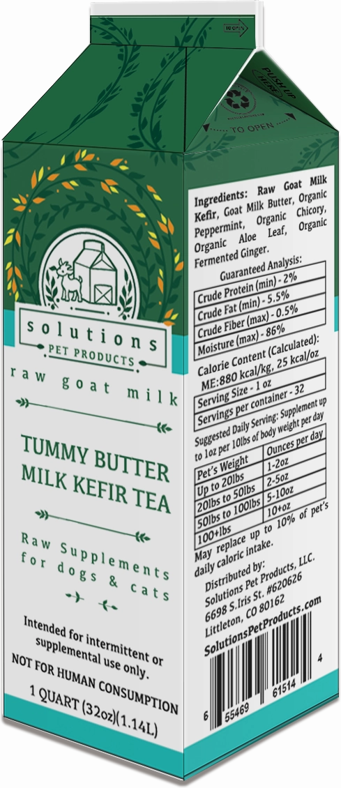 Solutions Dog & Cat Frozen Tummy Butter Tea Cultured Raw Goat Milk - 1 quart (32oz) puppy food,chew toy for puppies,small dog treats