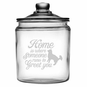 Someone Runs To Greet You Glass Dog Treat Jar pet apparel,dog hoodie,fashionable pet wear