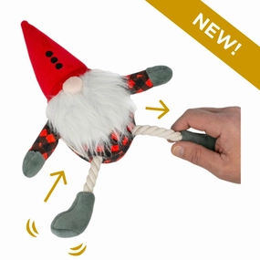 Squeaky Plush Dog Toy: Gnome Pull-Through Rope wet cat food,canned cat food,gravy cat food
