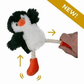 Squeaky Plush Dog Toy: Penguin Pull-Through Rope wet cat food,canned cat food,gravy cat food
