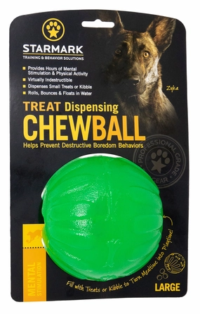 Starmark - Treat Dispensing Chew Ball Dog Toy (Large) squeaky dog toy,plush dog toy,soft chew toy
