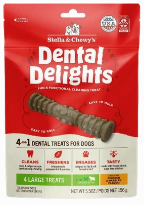 Stella & Chewy's Dental Delights Dog Treats - Large (51 lbs & up) - 4ct / 5.5oz bag pet id tag,personalized dog tag,engraved cat id