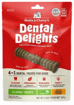 Stella & Chewy's Dental Delights Dog Treats - Large (51 lbs & up) - 4ct / 5.5oz bag pet id tag,personalized dog tag,engraved cat id