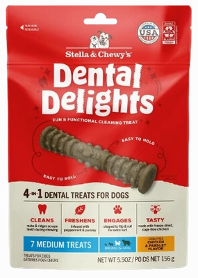 Stella & Chewy's Dental Delights Dog Treats - Medium (26-50 lbs) - 7ct / 5.5oz bag pet id tag,personalized dog tag,engraved cat id