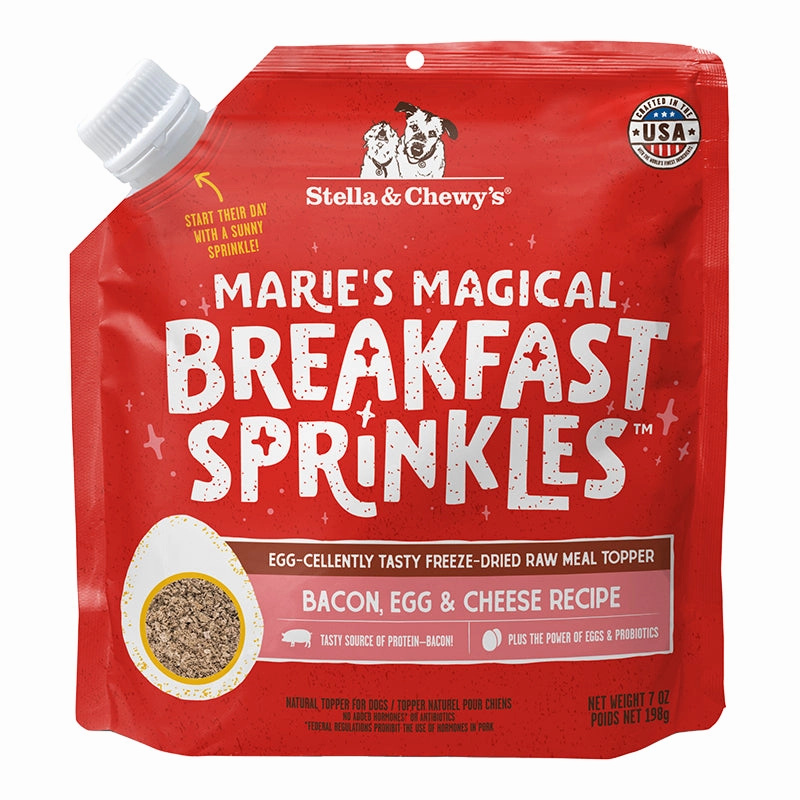Stella & Chewy's Freeze-Dried Raw Dog Food Topper Marie's Magical Breakfast Sprinkles - Bacon, Egg & Cheese Recipe 7oz Bag puppy food,chew toy for puppies,small dog treats