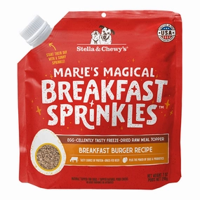 Stella & Chewy's Freeze-Dried Raw Dog Food Topper Marie's Magical Breakfast Sprinkles - Breakfast Burger Recipe 7oz Bag puppy food,chew toy for puppies,small dog treats