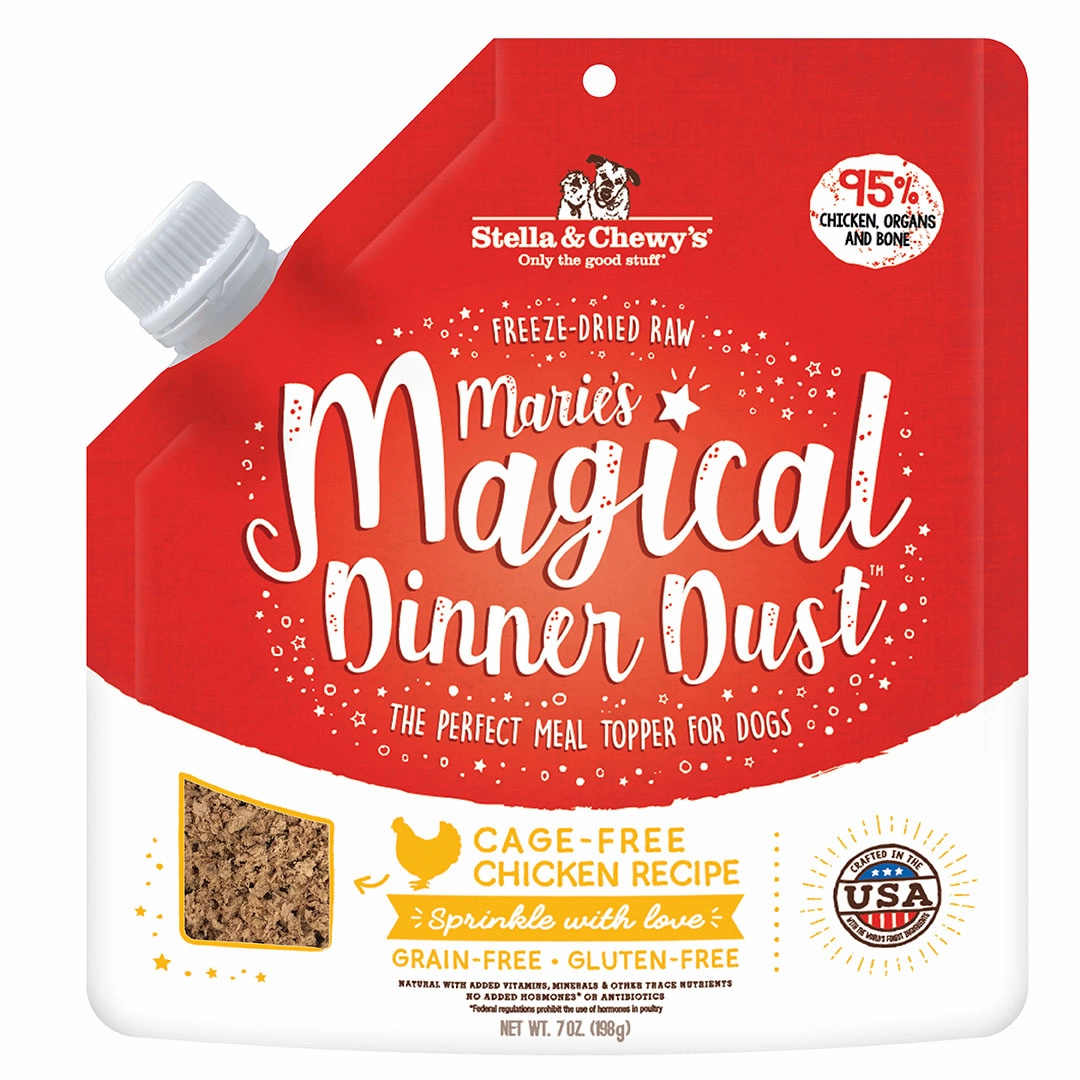 Stella & Chewy's Freeze-Dried Raw Dog Food Topper Marie's Magical Dinner Dust Cage-Free Chicken Recipe 7oz Bag puppy food,chew toy for puppies,small dog treats