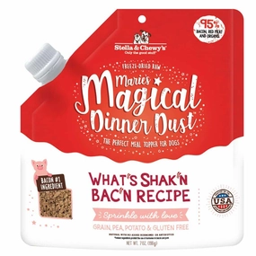Stella & Chewy's Freeze-Dried Raw Dog Food Topper Marie's Magical Dinner Dust What's Shak'n Bac'n Recipe 7oz Bag puppy food,chew toy for puppies,small dog treats