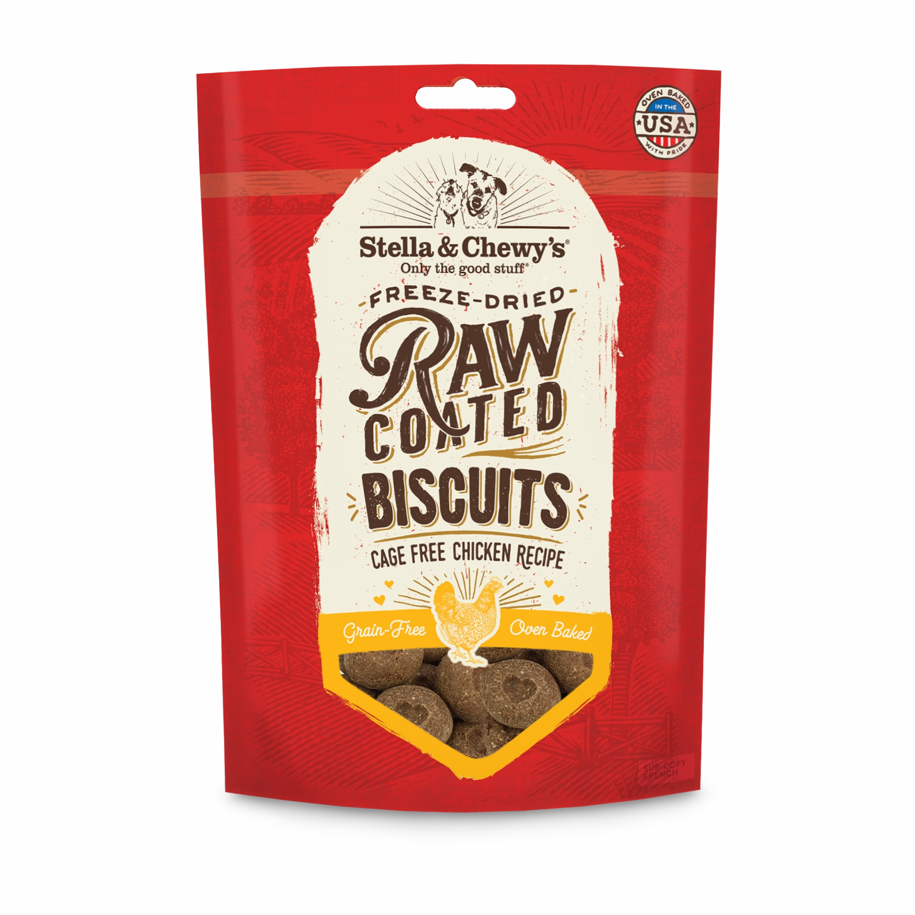 Stella & Chewy's Raw Coated Dog Biscuits Cage-Free Chicken 9oz Bag dog biscuit treats,crunchy dog snacks,dog cookies