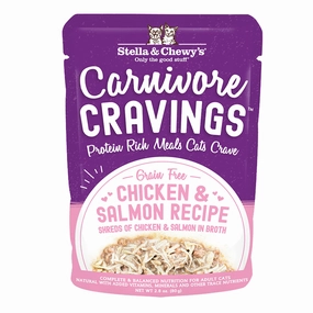 Stella & Chewy's Wet Cat Food Carnivore Cravings Chicken & Salmon Recipe 2.8oz Pouch Single grain free wet cat food,senior cat wet food,cat pt