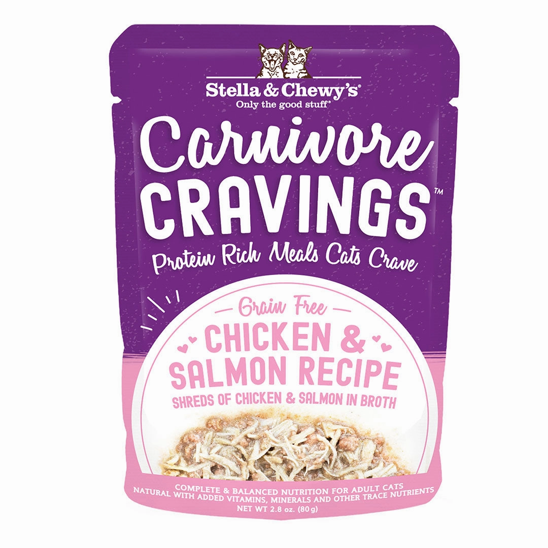 Stella & Chewy's Wet Cat Food Carnivore Cravings Chicken & Salmon Recipe 2.8oz Pouch Single grain free wet cat food,senior cat wet food,cat pt