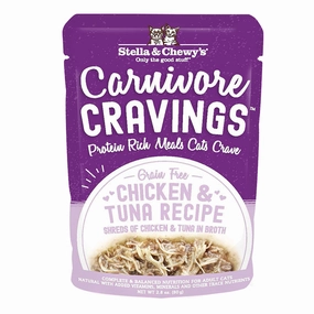Stella & Chewy's Wet Cat Food Carnivore Cravings Chicken & Tuna Recipe 2.8oz Pouch Single grain free wet cat food,senior cat wet food,cat pt
