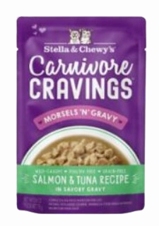 Stella & Chewy's Wet Cat Food Carnivore Cravings Morsels N' Gravy Salmon & Tuna 2.8oz Pouch Single grain free wet cat food,senior cat wet food,cat pt