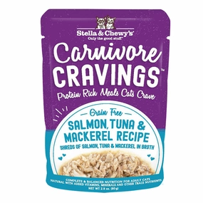 Stella & Chewy's Wet Cat Food Carnivore Cravings Salmon, Tuna & Mackerel Recipe 2.8oz Pouch Single grain free wet cat food,senior cat wet food,cat pt