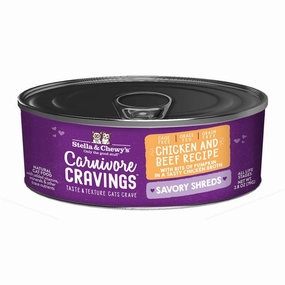 Stella & Chewy's Wet Cat Food Carnivore Cravings Savory Shreds Chicken & Beef Recipe grain free wet cat food,senior cat wet food,cat pt