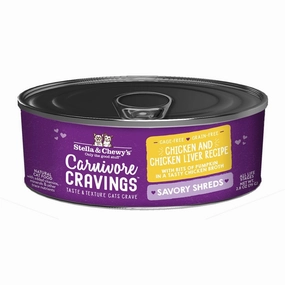 Stella & Chewy's Wet Cat Food Carnivore Cravings Savory Shreds Chicken & Chicken Liver Recipe grain free wet cat food,senior cat wet food,cat pt