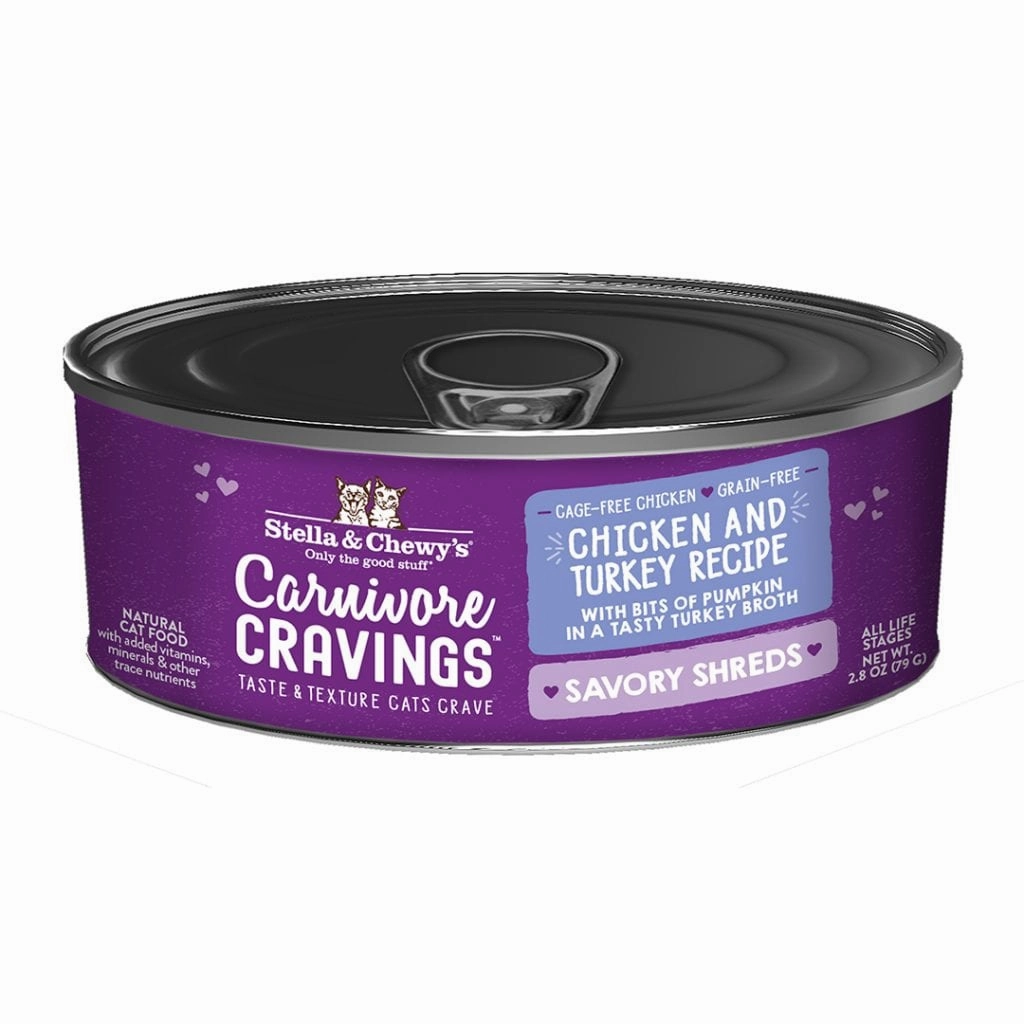 Stella & Chewy's Wet Cat Food Carnivore Cravings Savory Shreds Chicken & Turkey Recipe grain free wet cat food,senior cat wet food,cat pt