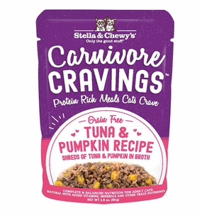Stella & Chewy's Wet Cat Food Carnivore Cravings Tuna & Pumpkin Recipe 2.8oz Pouch Single grain free wet cat food,senior cat wet food,cat pt