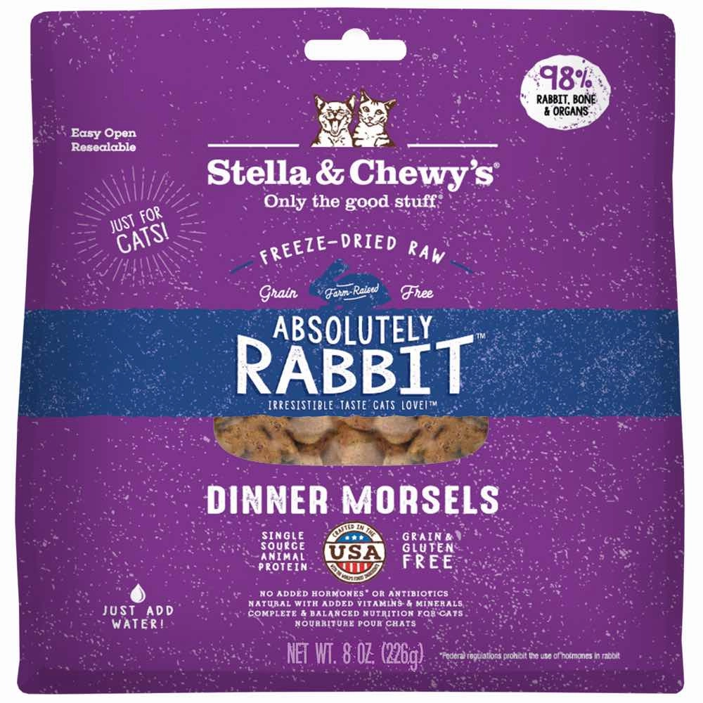 Stella & Chewys Absolutely Rabbit Dinner Morsels Freeze-Dried Cat Food 8oz cat snacks catnip treats healthy cat food cat reward treats low calorie cat food