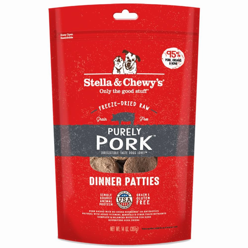 Stella & Chewys Purely Pork Dinner Patties Grain-Free Freeze-Dried Raw Dog Food 14oz horse supplement horse vitamins animal probiotics livestock digestive aid horse immune booster